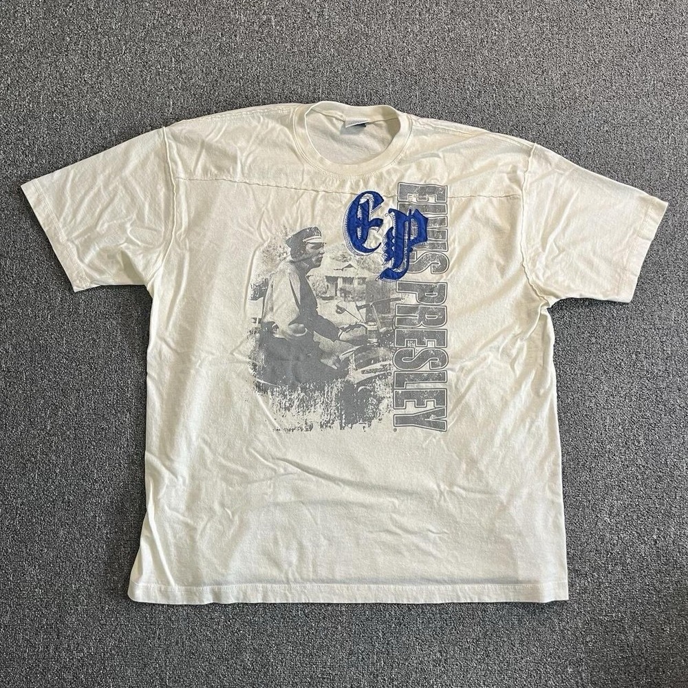 Elvis Presley‎ Graphic T Shirt 2XL Direct From Graceland Cream Men's